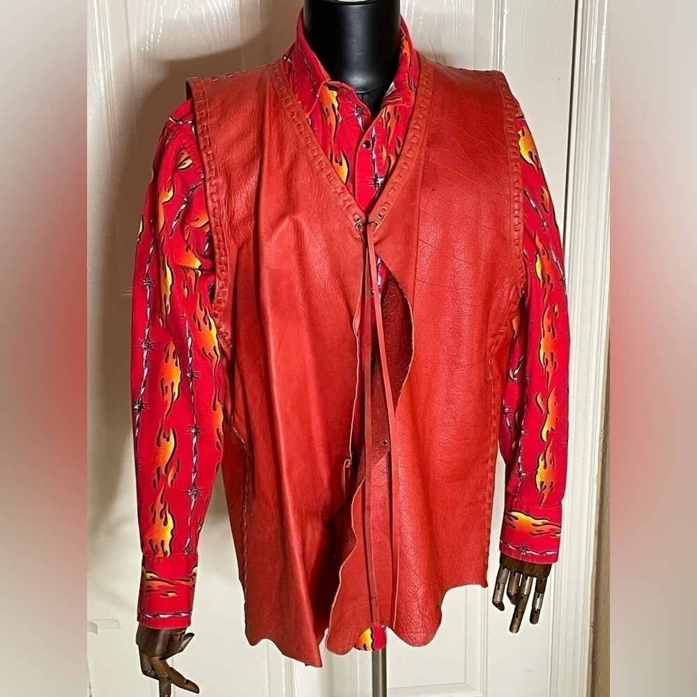 VTG PANHANDLE SLIM Brooks & Dunn Flames Barbed Wire guy fieri Western Shirt L - Picture 5 of 9
